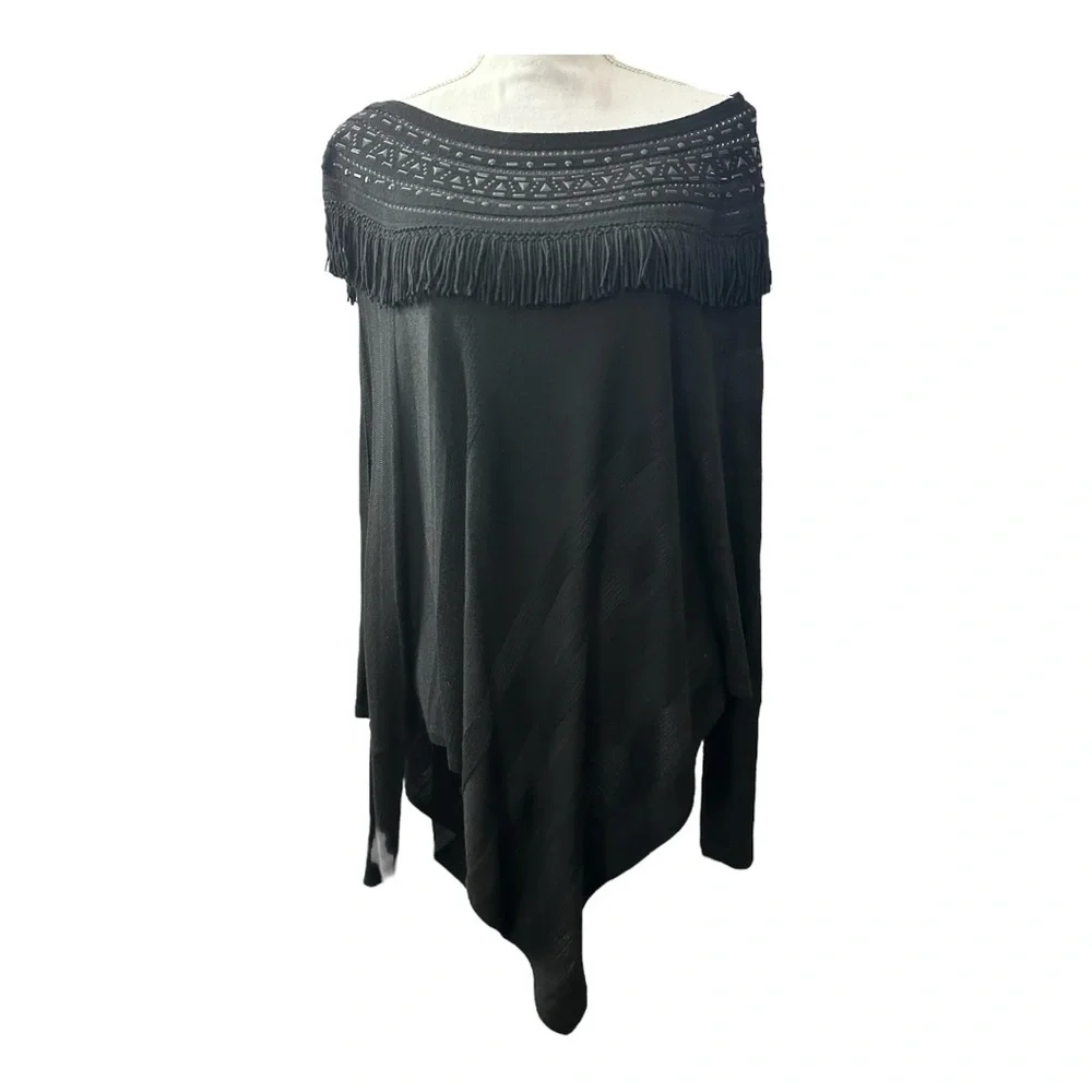 WHBM Beaded Tassel Poncho - Picture 2 of 9